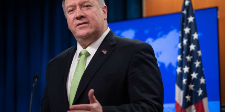 US Secretary of State Mike Pompeo holds a press conference at the State Department in Washington, DC, December 11, 2019. (Photo by SAUL LOEB / AFP) (Photo by SAUL LOEB/AFP via Getty Images)
