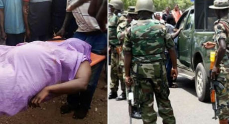 PHOTOS: Soldiers allegedly flee after shooting pregnant woman dead in Kogi