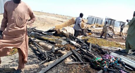 PHOTOS: Fire razes IDPs camp, kills infant, injures others in Borno
