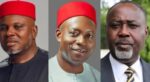 Photo collage of major combatants Nicholas Ukachukwu of APC, Chukwuma Soludo Of APGA and George Moghalu of LP