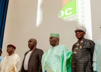L-R: Peter Obi, Rauf Aregbesola, David Mark, Ralph Nwosu, Atiku Abubakar, Rotimi Amaechi and Nasir el-Rufai