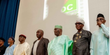 L-R: Peter Obi, Rauf Aregbesola, David Mark, Ralph Nwosu, Atiku Abubakar, Rotimi Amaechi and Nasir el-Rufai