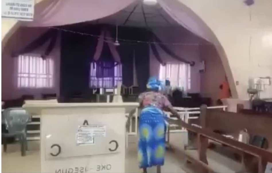 Screengrab captured during a live broadcast of the church attack