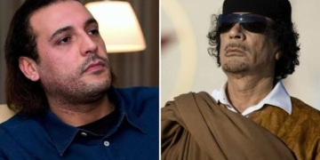L-R Hannibal Gaddafi, Libya's late leader, Muammar Gaddafi
