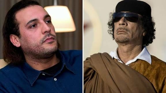 L-R Hannibal Gaddafi, Libya's late leader, Muammar Gaddafi