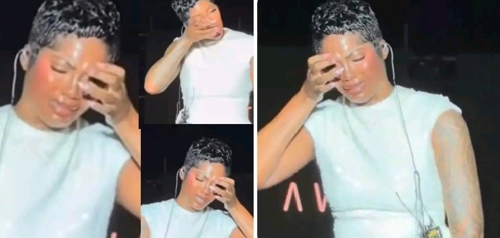 Tiwa Savage crying on stage