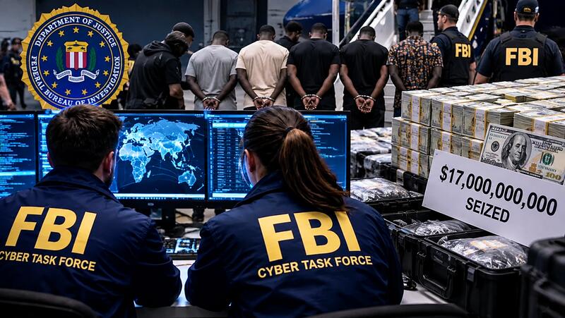 FBI report on six captured most-wanted fraud suspects and a separate global crackdown involving nearly $17 billion in seizures