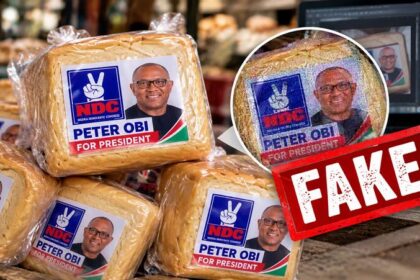 Comparison of the original campaign bread image bearing Bola Tinubu's photograph and the altered version showing Peter Obi