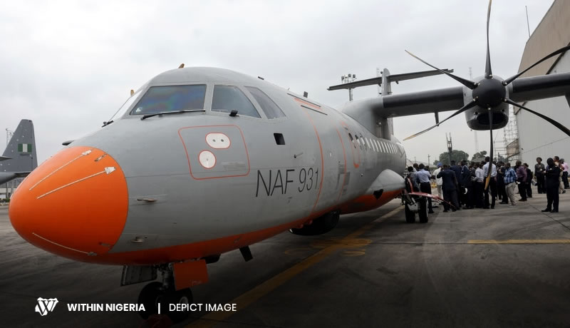 Nigerian Airforce ATR 42-500 Maritime Patrol Aircraft displayed at the airforce base in Lagos