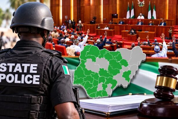 Nigerian police officers illustrating the proposed state police constitutional amendment