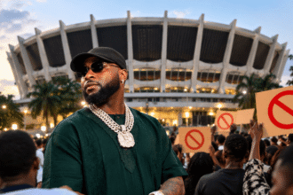 Davido and Governor Ademola Adeleke amid controversy over the singer’s Lagos concerts.