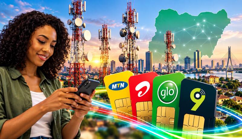 Telecommunications infrastructure illustrating Nigeria’s mobile networks and alternative internet providers