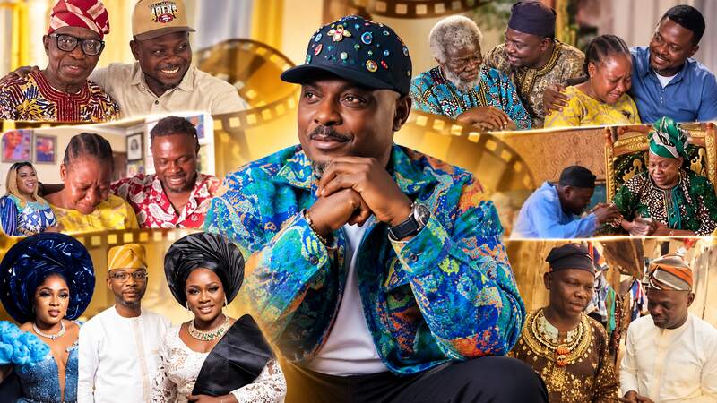 Kunle Afod and veteran actor Lere Paimo in a moment celebrating their connection in Yoruba Nollywood