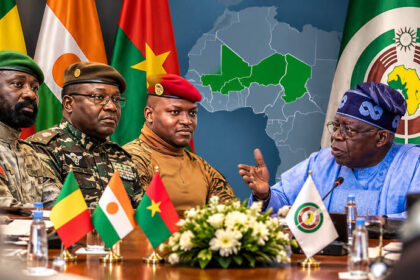 ECOWAS and Alliance of Sahel States flags or representatives illustrating renewed cooperation talks