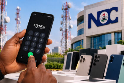 Smartphone displaying a mobile dialler for checking NCC device approval in Nigeria