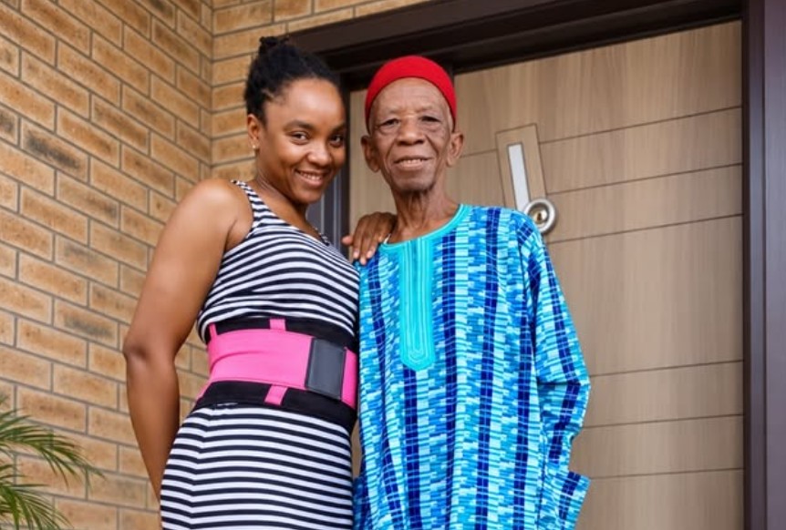 Actress Chioma Akpotha and her late father, Mr. Leonard Ndukaife Chukwuka