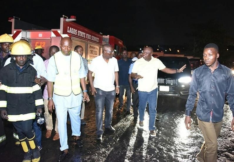 Photos: Governor Ambode visits scene of Otedola tanker explosion