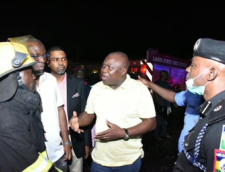 Photos: Governor Ambode visits scene of Otedola tanker explosion