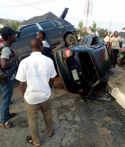 Photos from unusual accident involving multiple vehicles in Port Harcourt