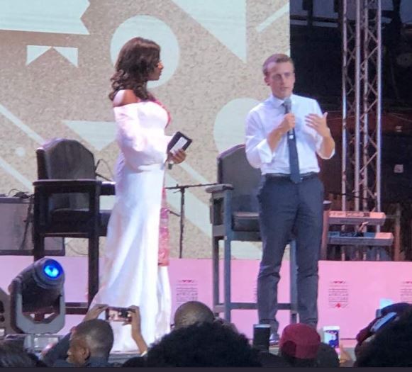 Photos of French president, Emmanuel Macron at the New Afrikan Shrine in Lagos