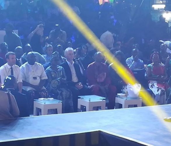 Photos of French president, Emmanuel Macron at the New Afrikan Shrine in Lagos