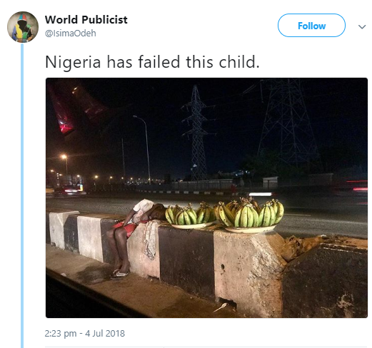 Kindhearted Nigerians rally round to locate and help a Nigerian boy seen sleeping while hawking plantain in the middle of the night