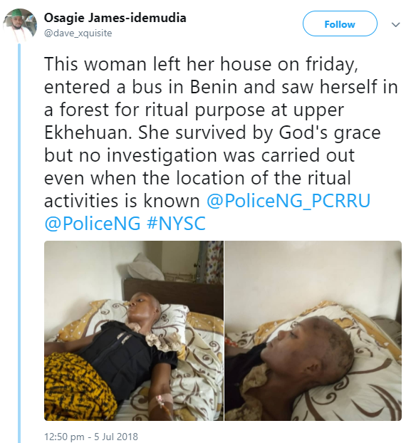 Woman rejected by ritualists after she boarded a bus in Edo state comes out to narrate how other passengers were killed in her presence