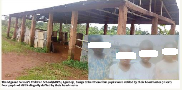 Headmaster rapes 4 female nursery school pupils in Enugu
