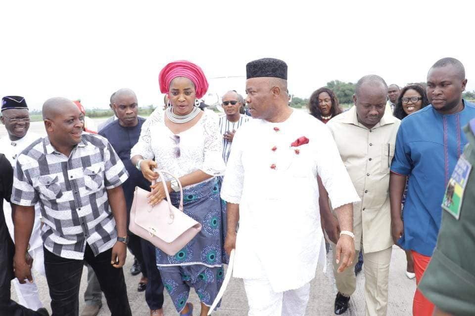 Photos: Godswill Akpabio arrives Uyo ahead of defection to APC tomorrow