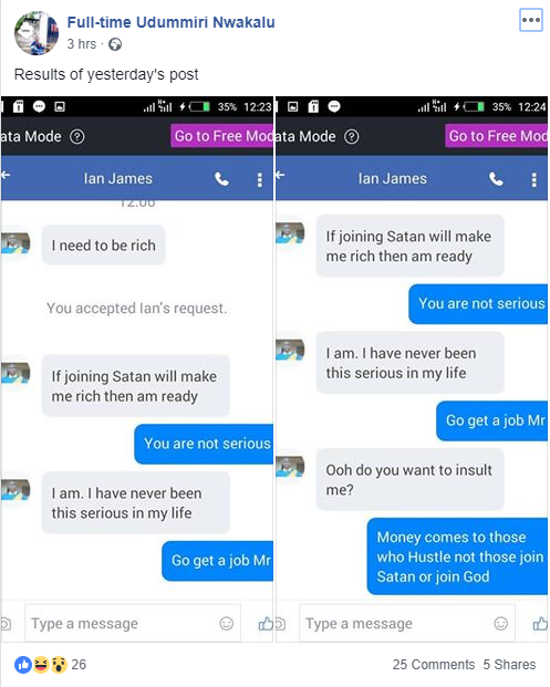 "I dedicate my soul to Satan because he is far better than God" Nigerian man declares