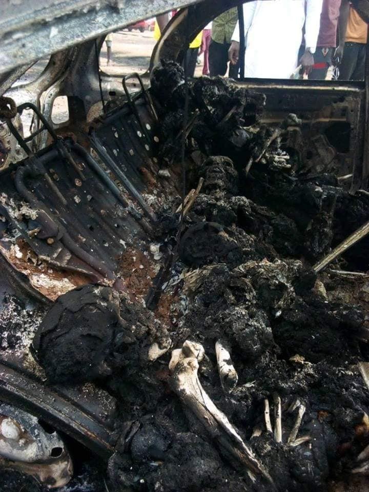 Graphic photos from fatal accident where 3 persons were burnt beyond recognition in Kogi