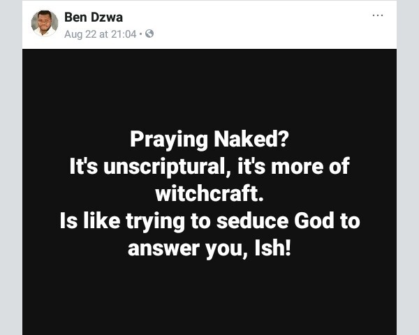 "Praying naked is unscriptural, it
