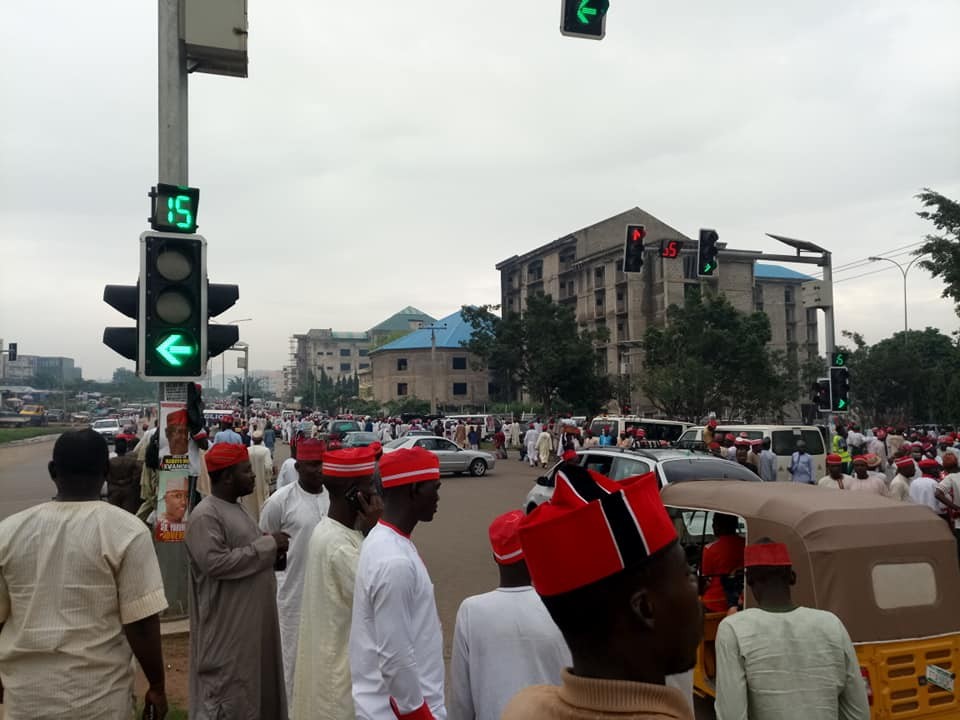 Photos: Kwankwaso moves his presidential declaration to a hotel after FG denied him access to Eagles Square