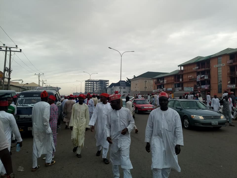 Photos: Kwankwaso moves his presidential declaration to a hotel after FG denied him access to Eagles Square