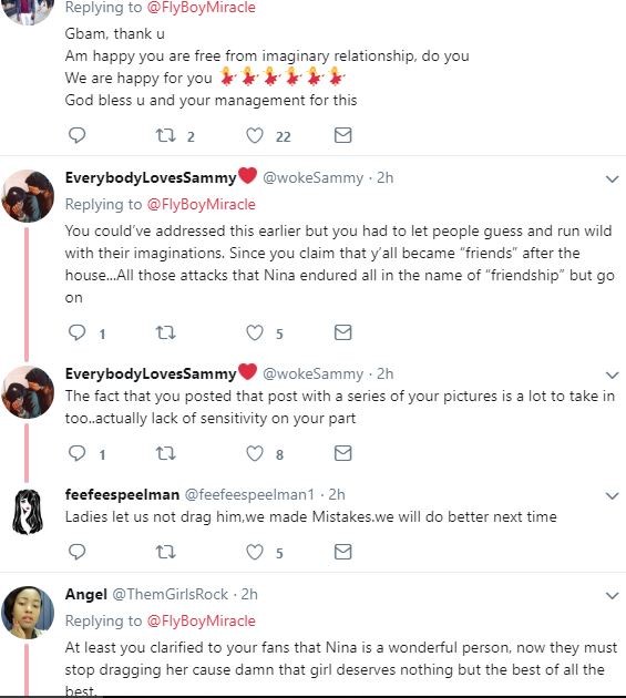 Nigerians drag the heck out of BBNaija winner, Miracle after announcing his break up with Nina saying, 