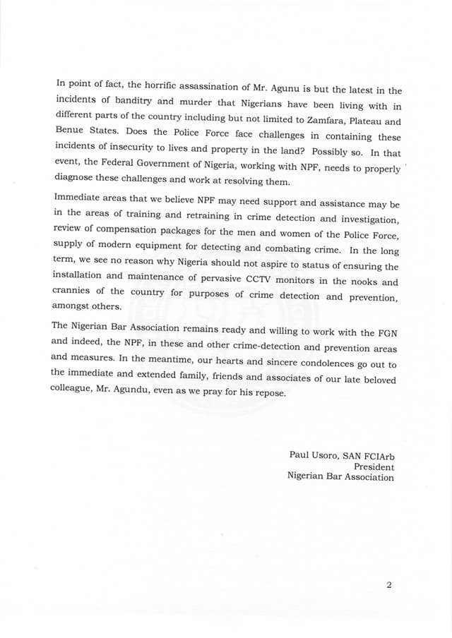 Photos: Gunmen assassinate Chairman of Nigerian Bar Association NBA, Enugu a month after he was shot in the head