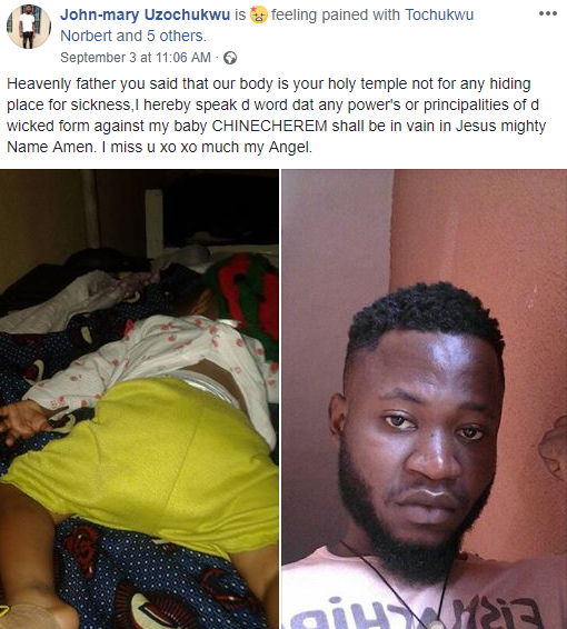 Young father cries on Facebook after his daughter dies of an illness, says "My world