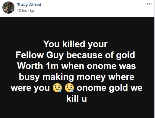 Photos: Young Man ?Onome Pounds? assassinated in Delta, his gold worth N1m carted away