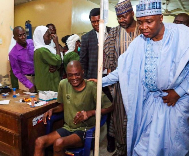 Bukola Saraki visits survivors of the deadly Nasarawa State gas station explosion