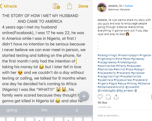 Nigerian lady narrates how she met her American husband on Facebook