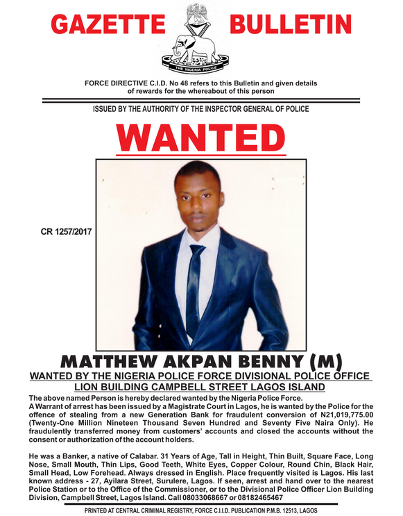 Police declare 9 bankers wanted over stealing of customers